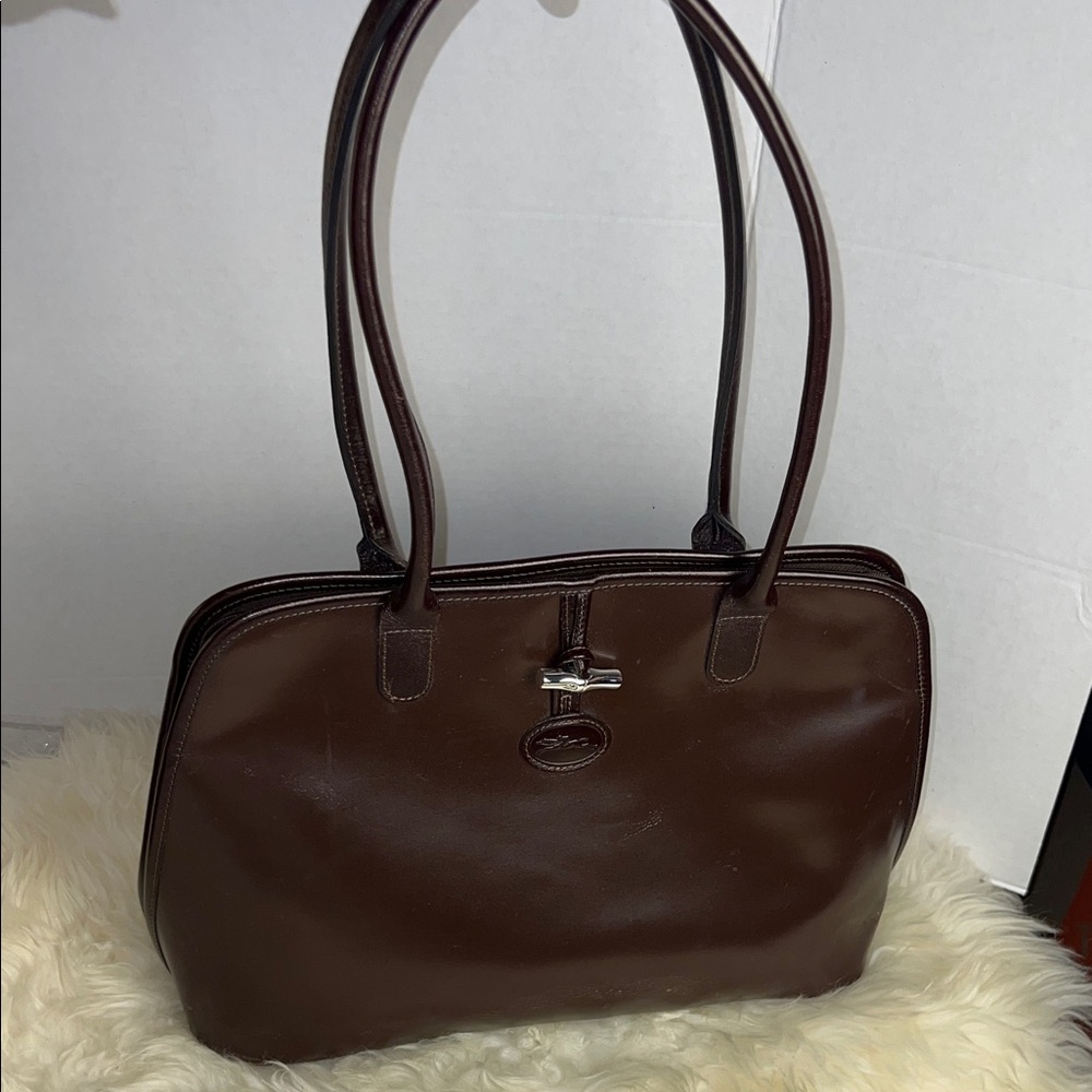 Longchamp / Needs TLC / Classic Chocolate Brown Leather Tote Bag